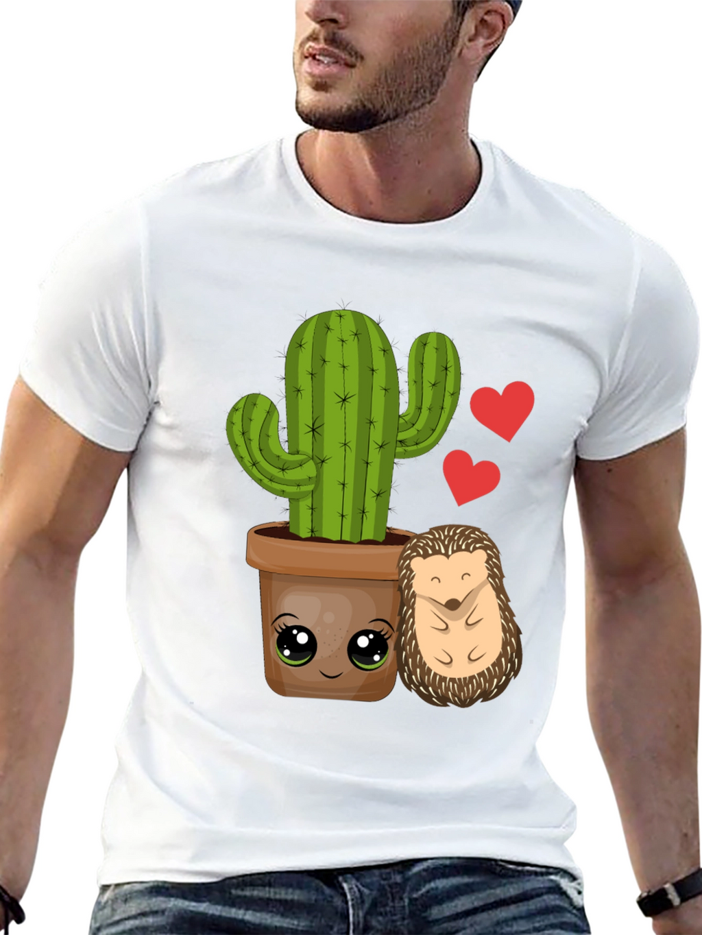 Cute Cactus & Hedgehog T-Shirt