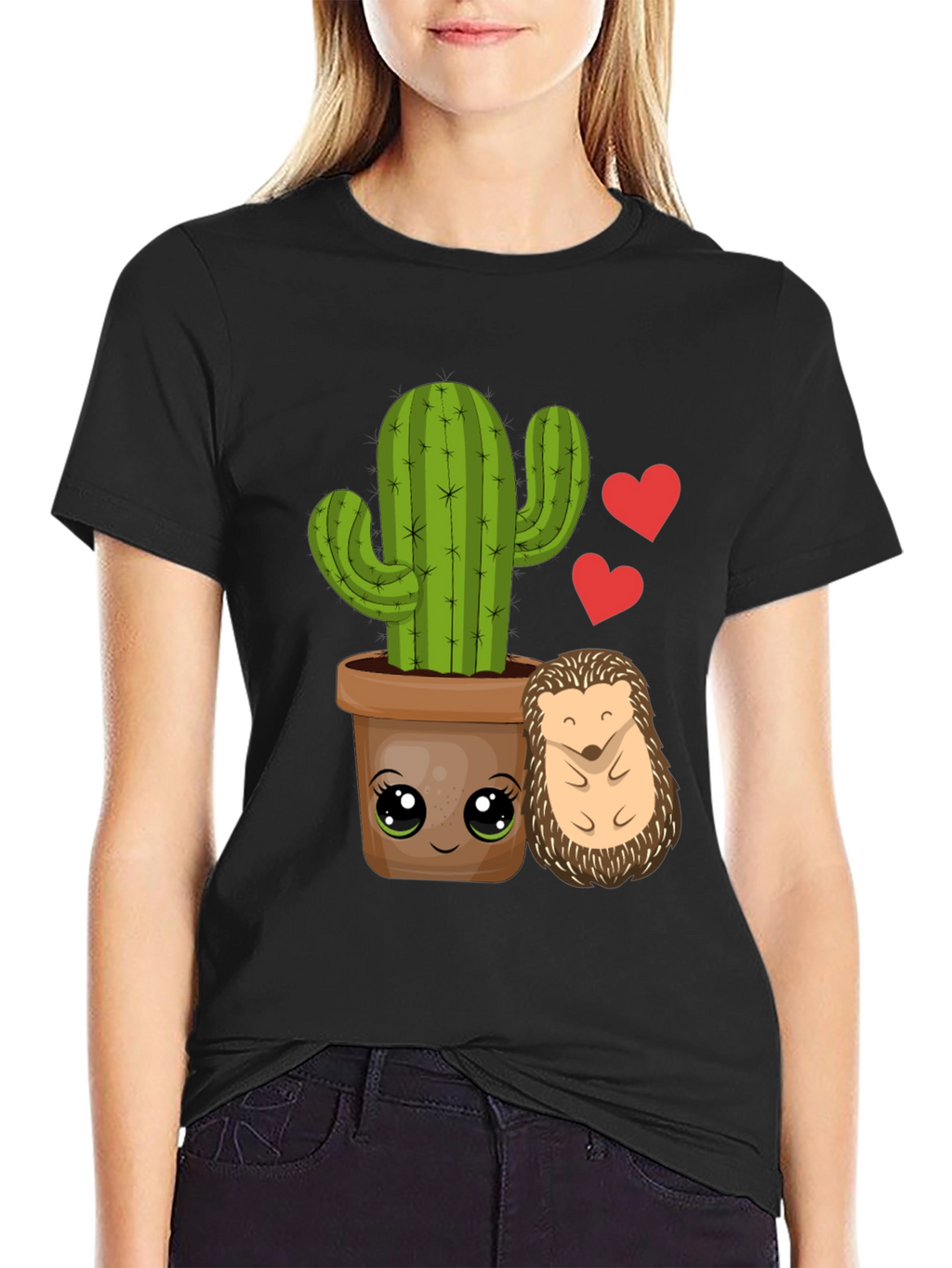 Cute Cactus & Hedgehog T-Shirt