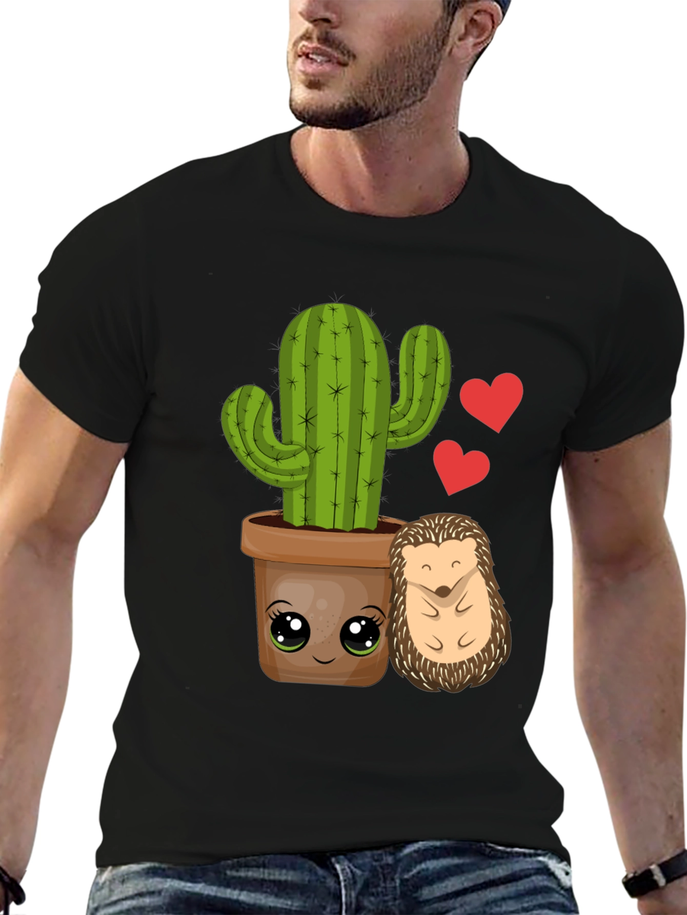 Cute Cactus & Hedgehog T-Shirt