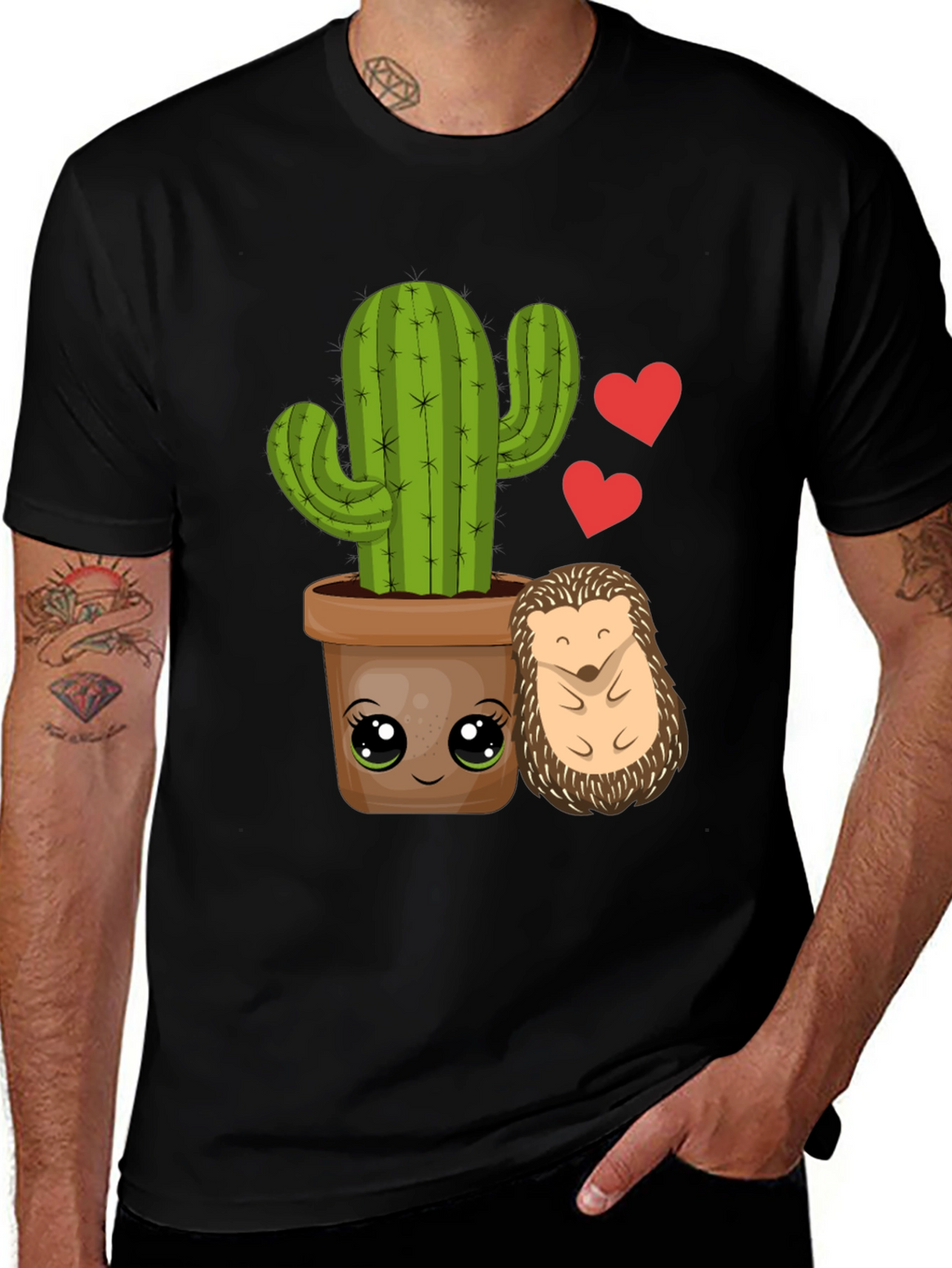 Cute Cactus & Hedgehog T-Shirt