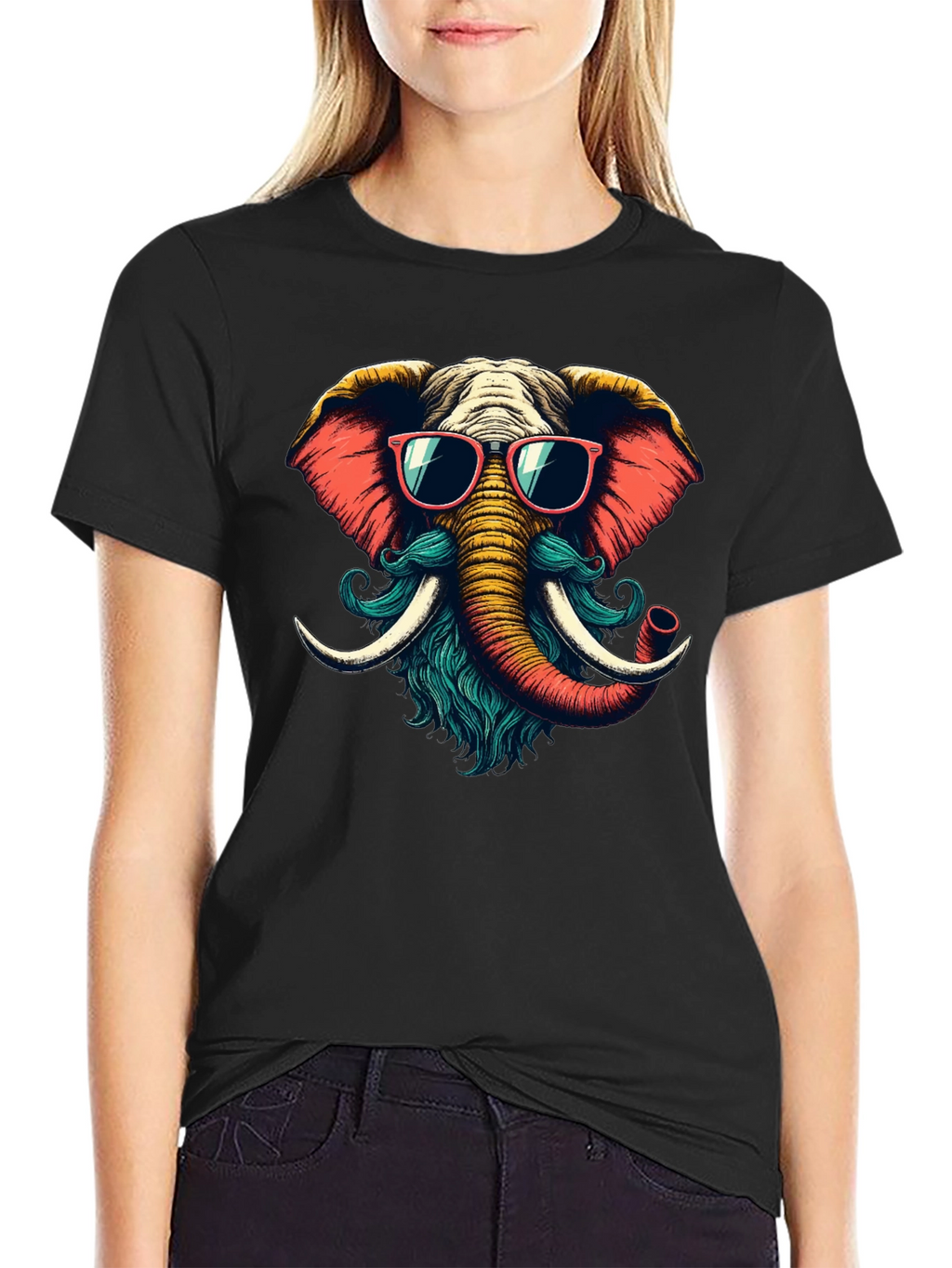 Cool Elephant Graphic Tee - Black