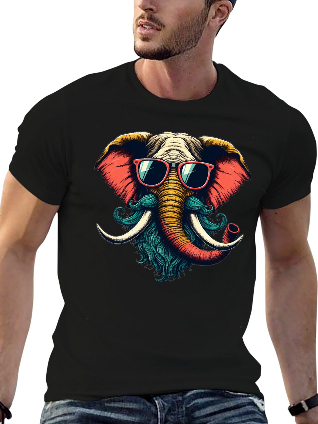 Cool Elephant Graphic Tee - Black