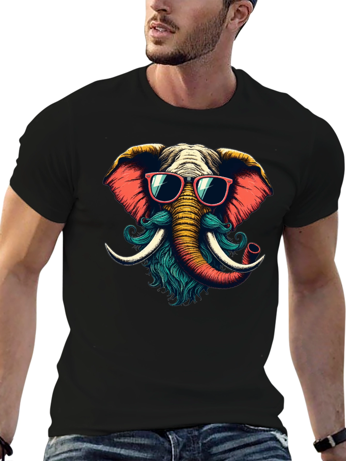 Cool Elephant Graphic Tee - Black