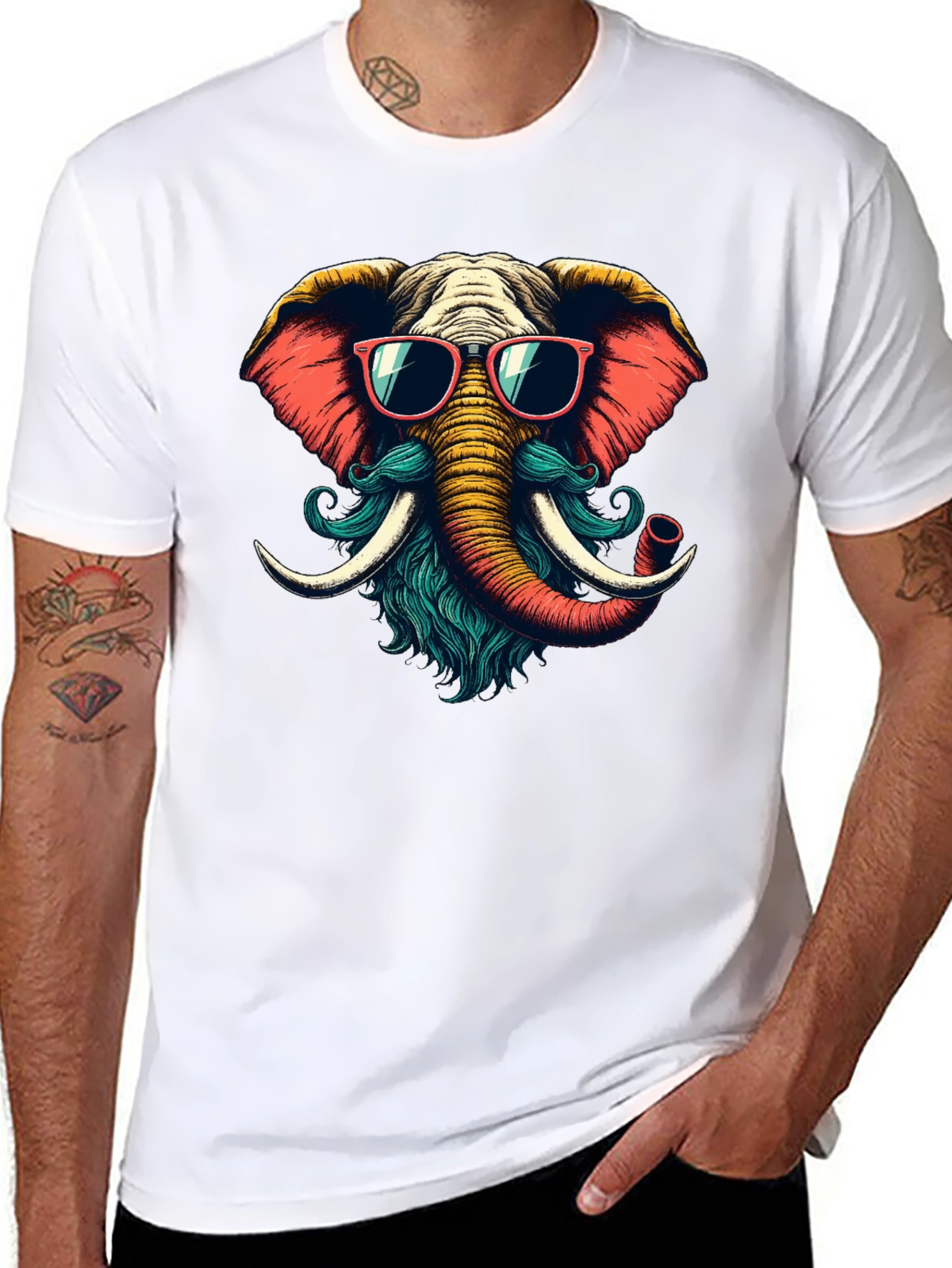 Cool Elephant Graphic Tee - Black