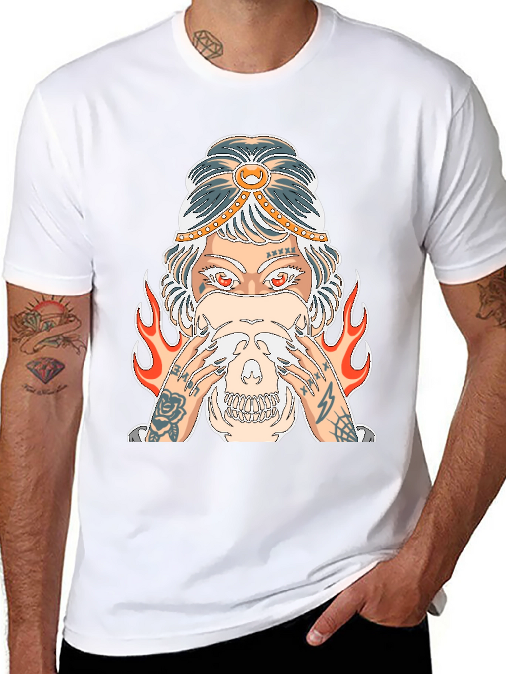 Mystic Skull Graphic Tee - Edgy Tattoo Style Shirt
