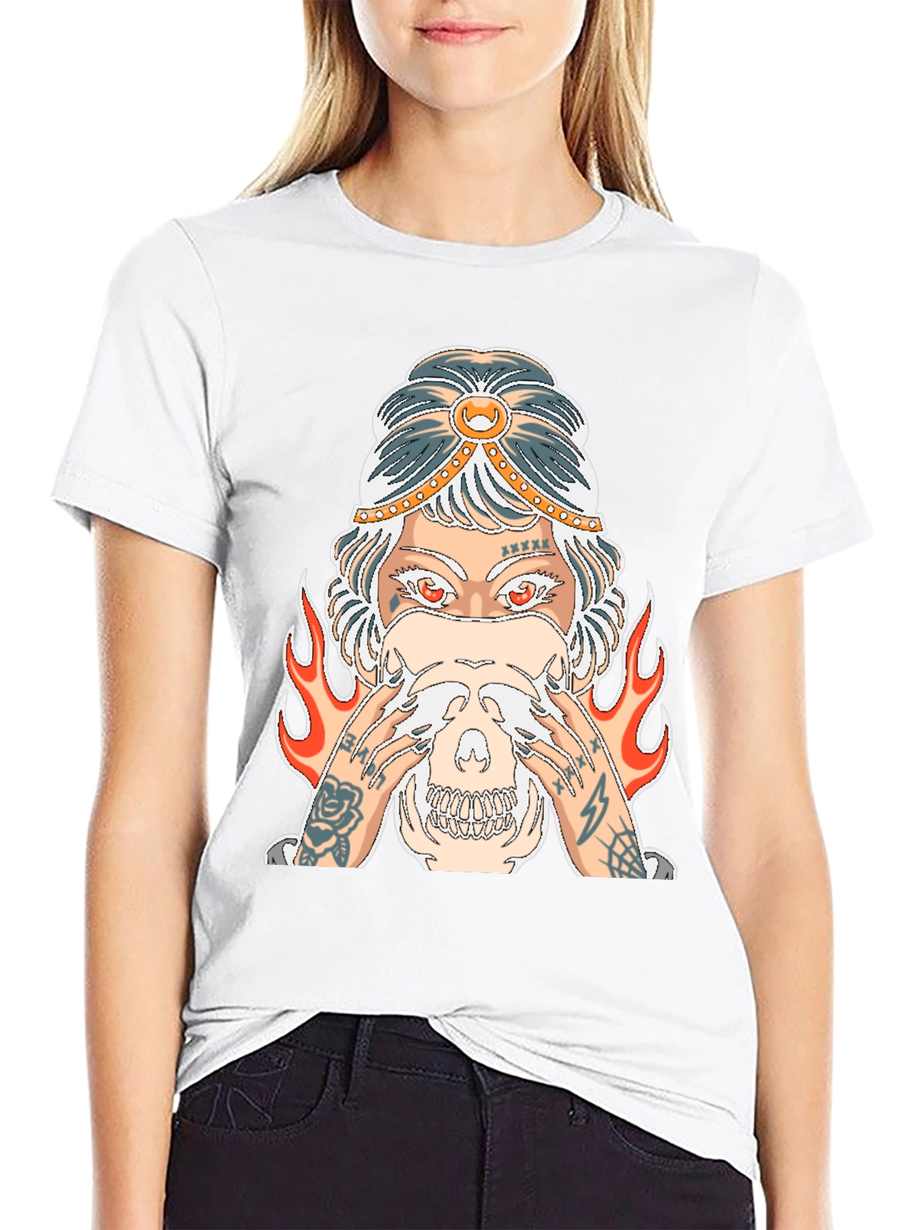 Mystic Skull Graphic Tee - Edgy Tattoo Style Shirt