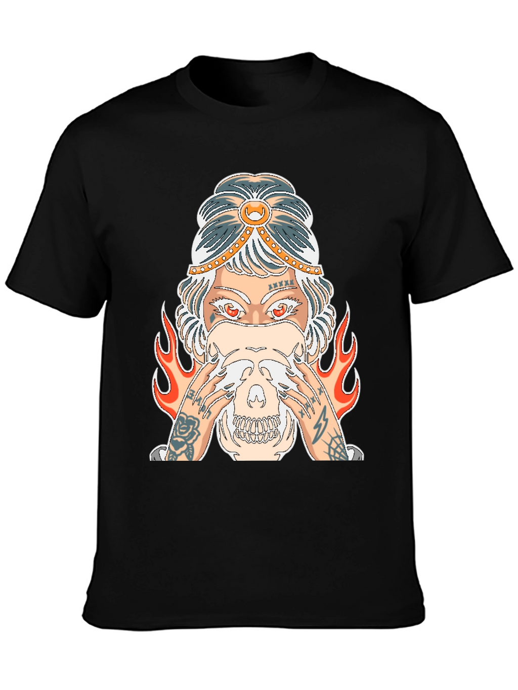 Mystic Skull Graphic Tee - Edgy Tattoo Style Shirt