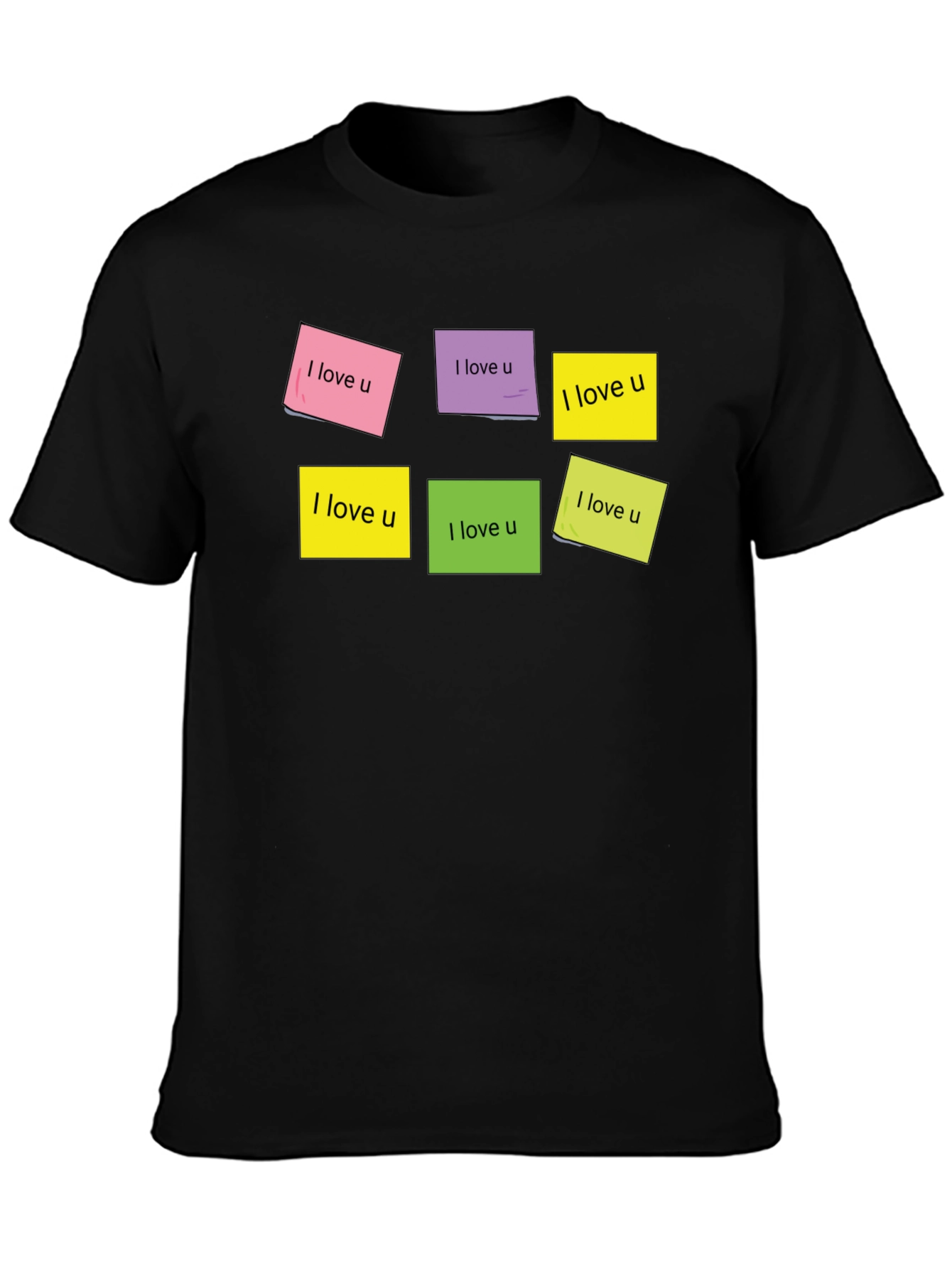 I Love U Sticky Notes Graphic T-Shirt