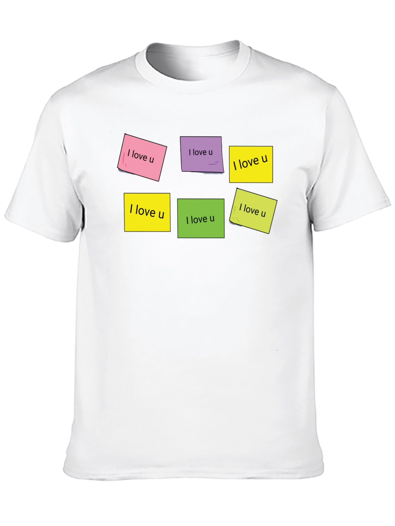 I Love U Sticky Notes Graphic T-Shirt