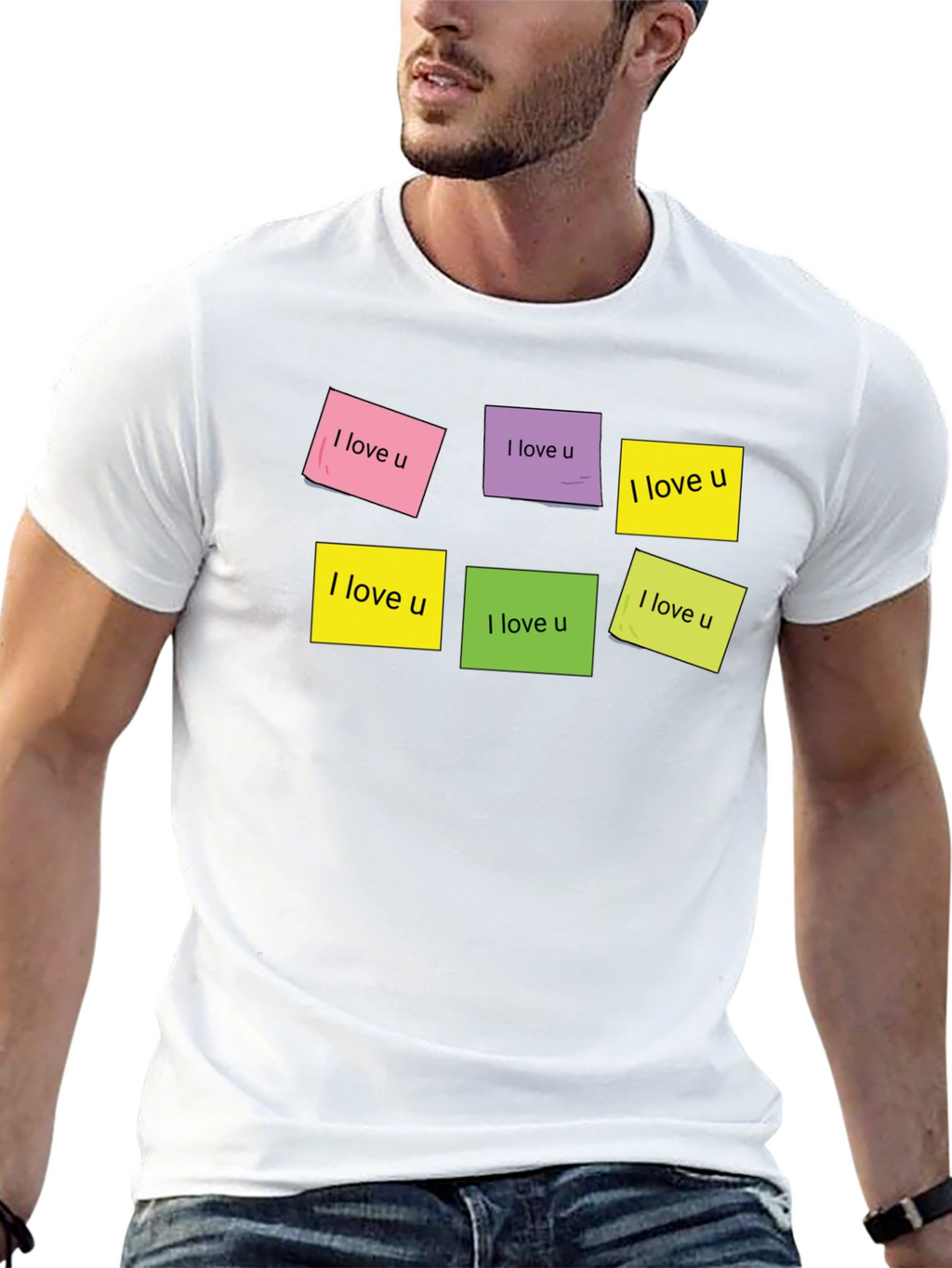 I Love U Sticky Notes Graphic T-Shirt