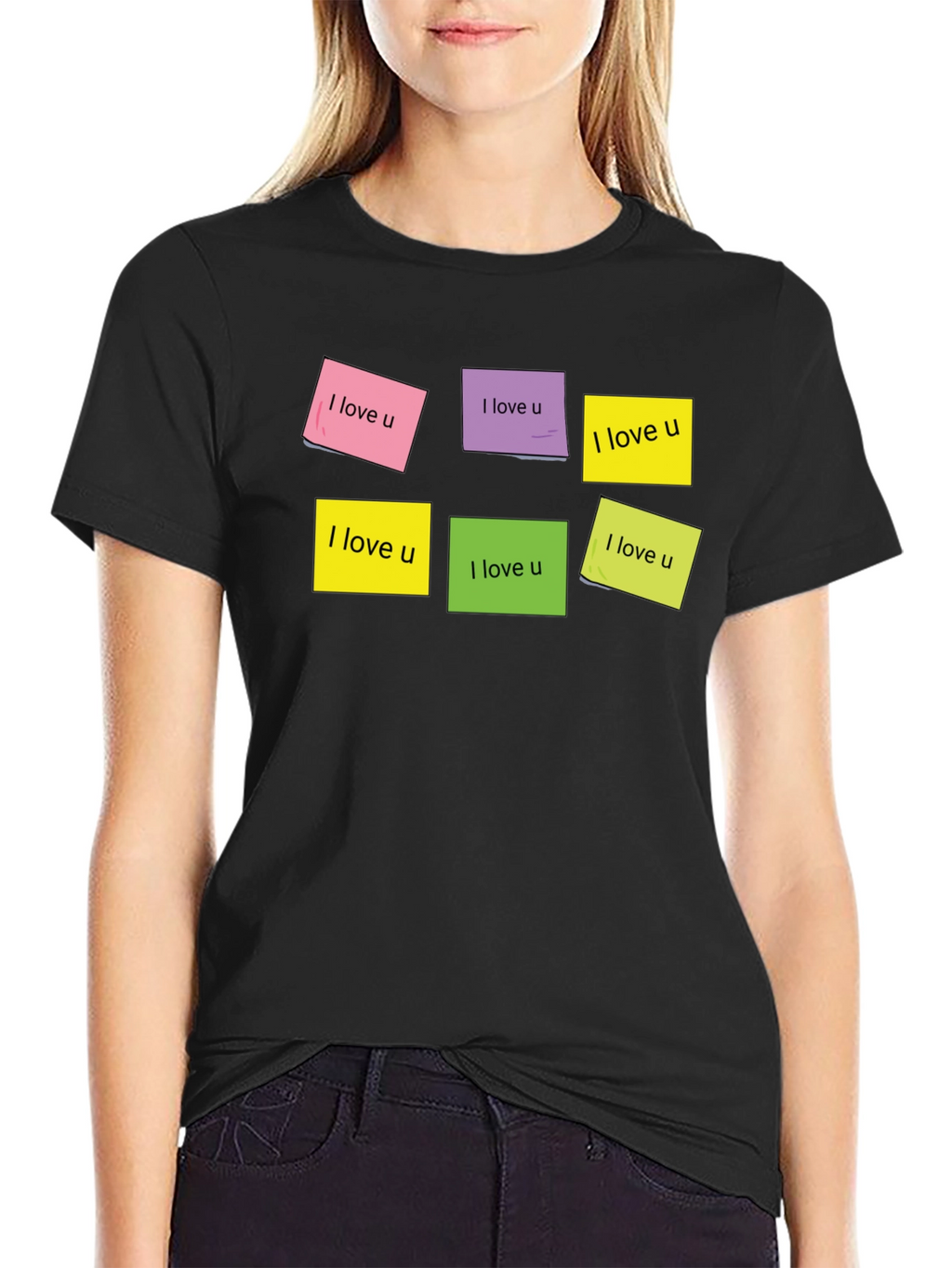 I Love U Sticky Notes Graphic T-Shirt
