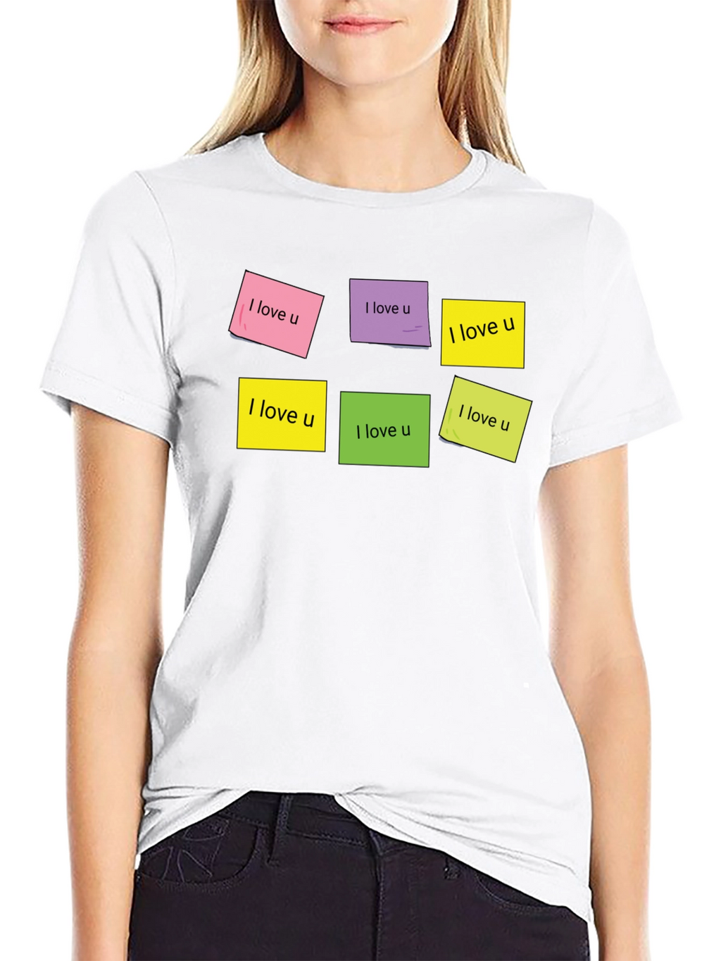 I Love U Sticky Notes Graphic T-Shirt