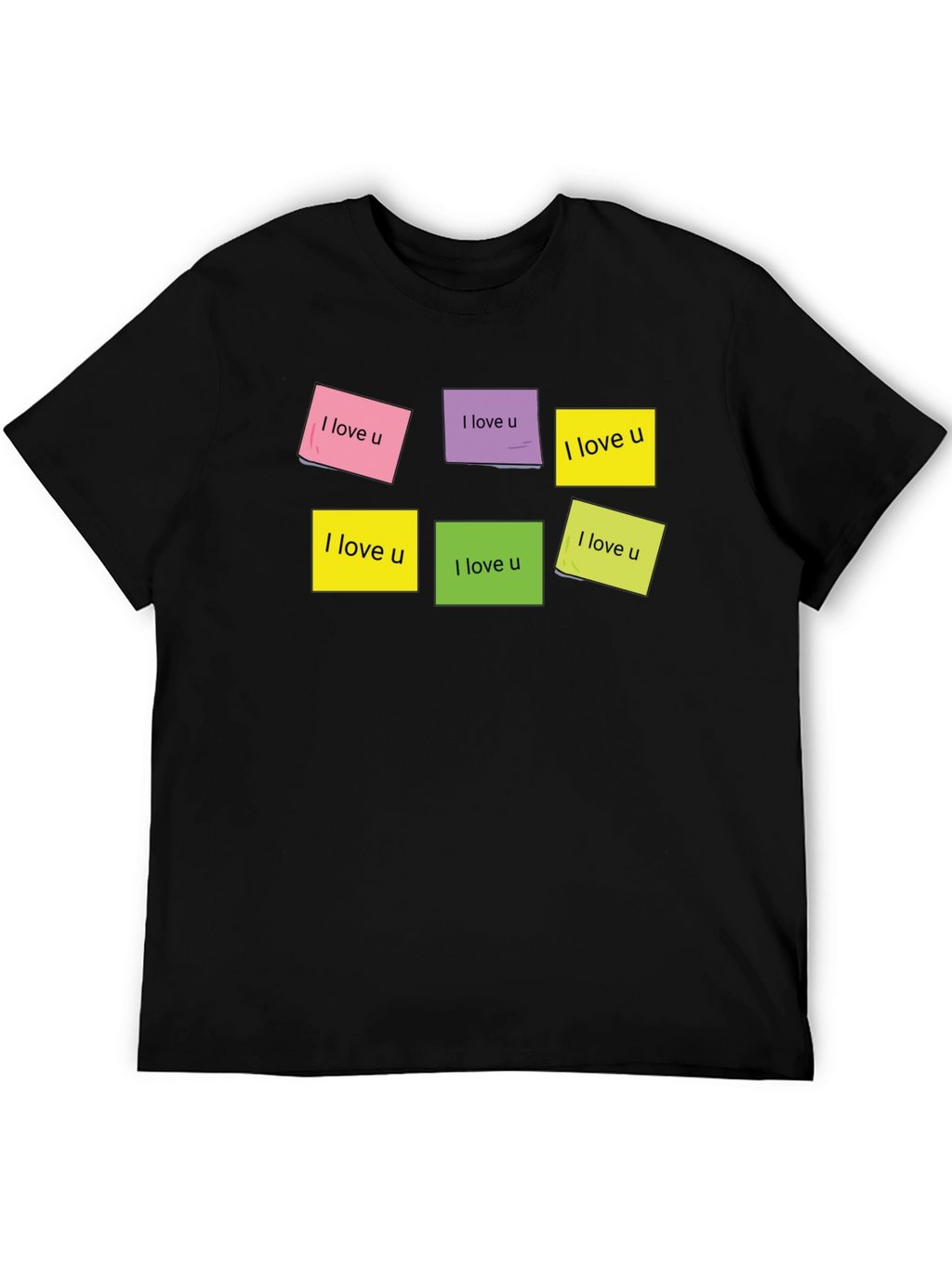 I Love U Sticky Notes Graphic T-Shirt