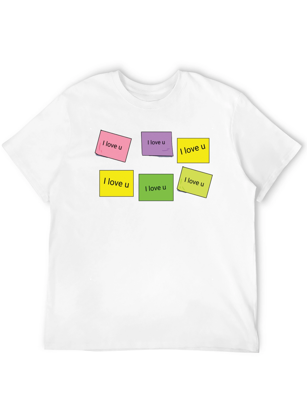 I Love U Sticky Notes Graphic T-Shirt