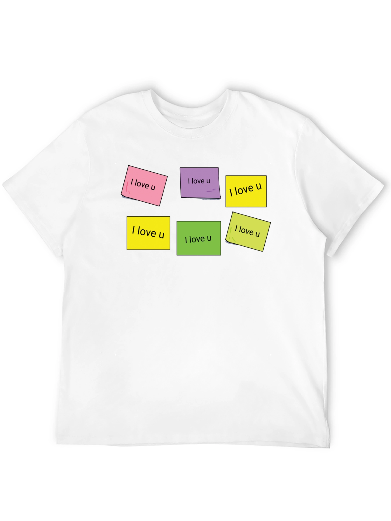 I Love U Sticky Notes Graphic T-Shirt