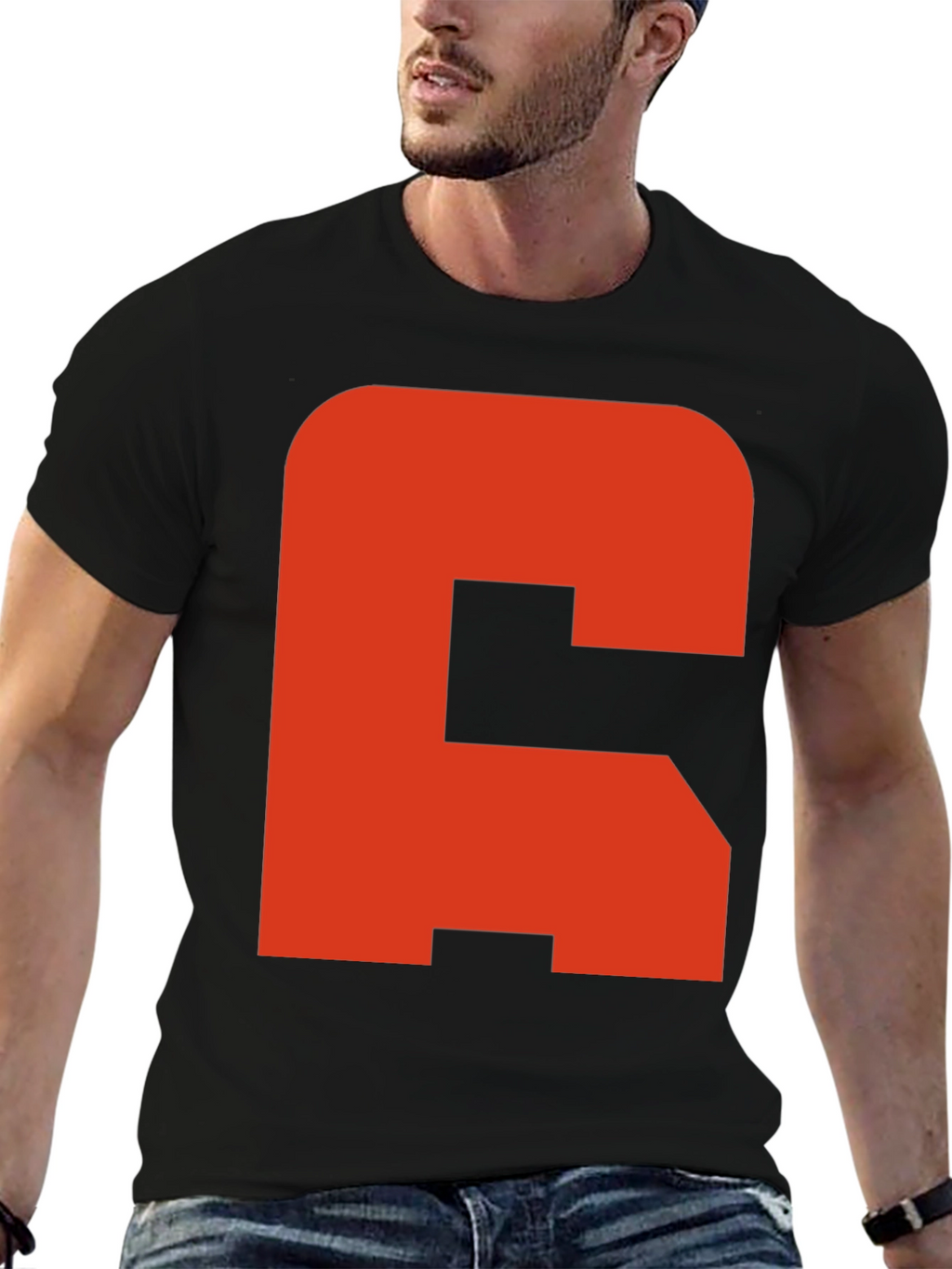 Bold Initial Tee - C Graphic Black T-Shirt