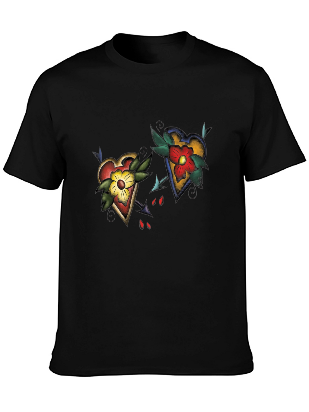 Heart Tattoo Graphic Black T-Shirt