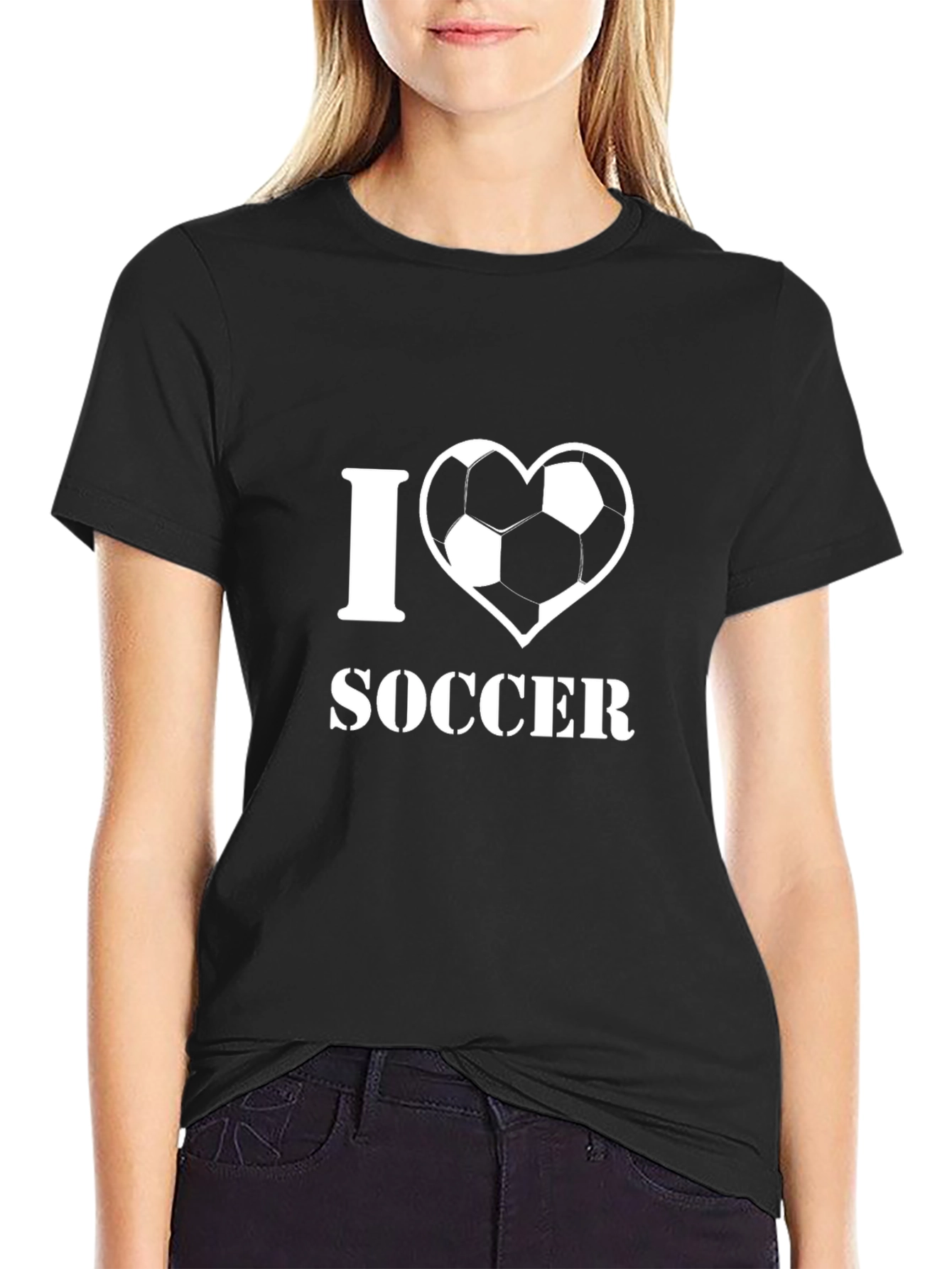 I Heart Soccer T-Shirt - Black Cotton Tee