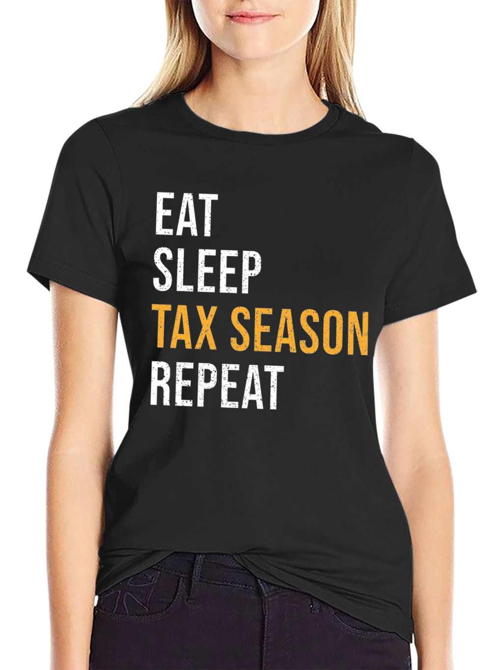 Eat Sleep Tax Season Repeat Black Graphic Tee