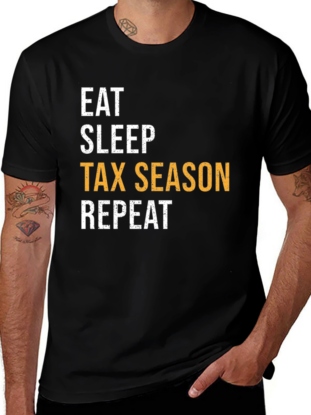 Eat Sleep Tax Season Repeat Black Graphic Tee