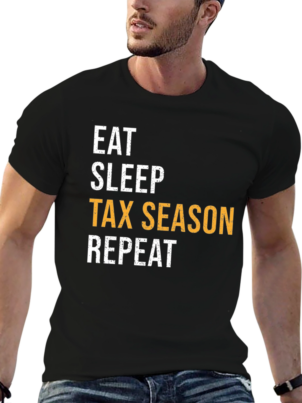 Eat Sleep Tax Season Repeat Black Graphic Tee