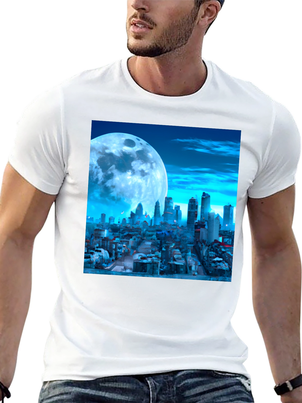 City Moonscape Black Graphic Tee