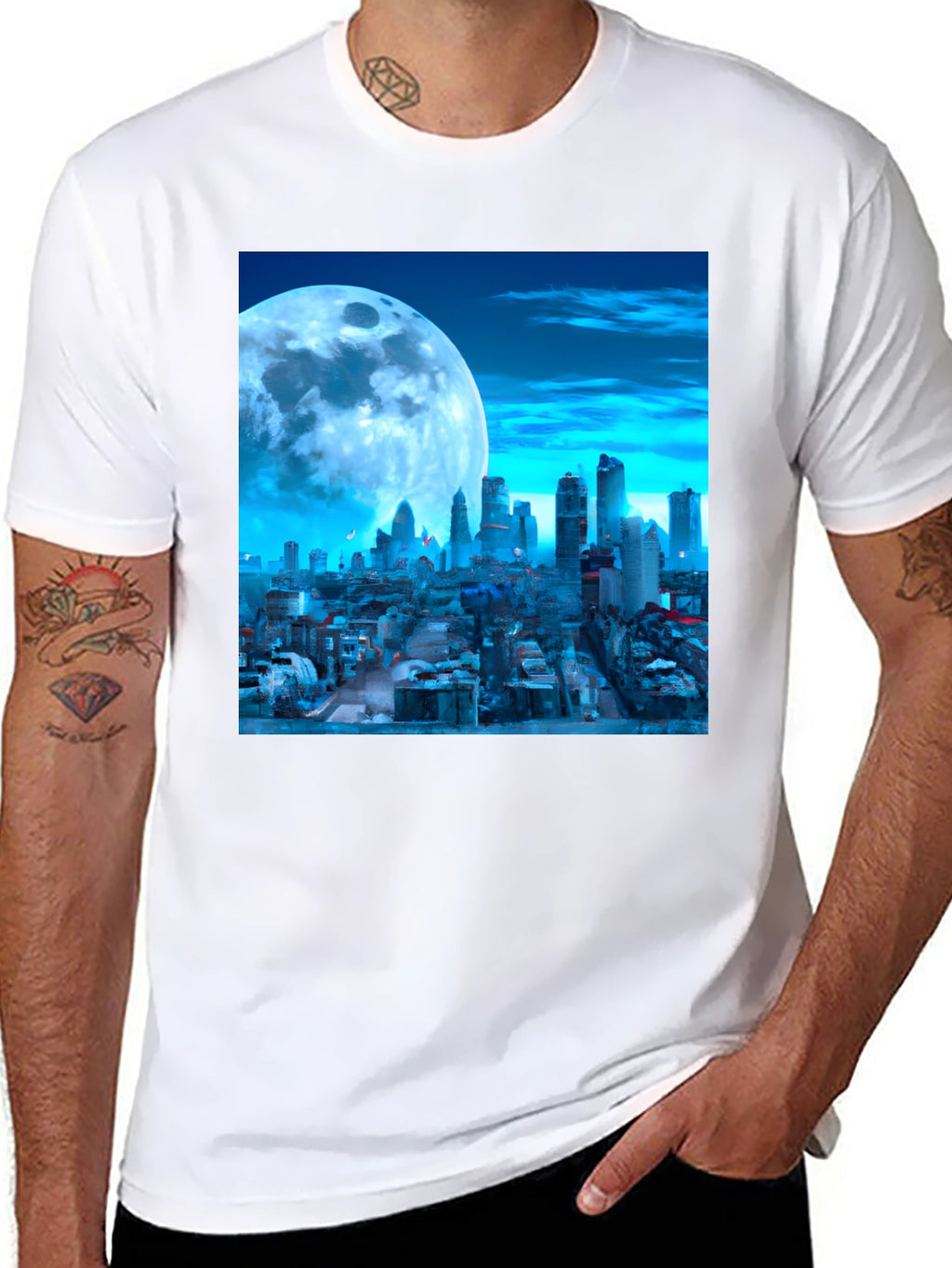 City Moonscape Black Graphic Tee