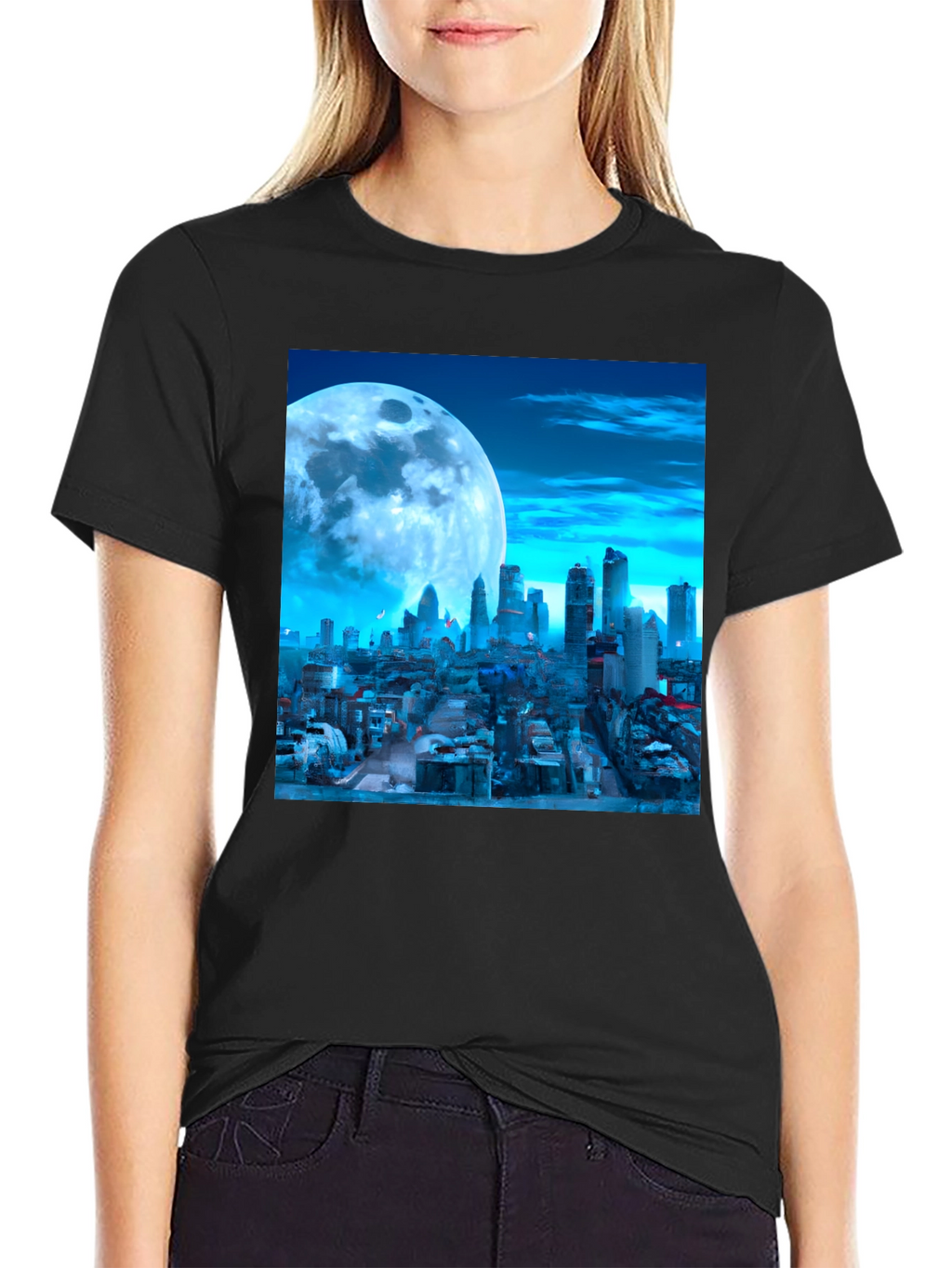 City Moonscape Black Graphic Tee