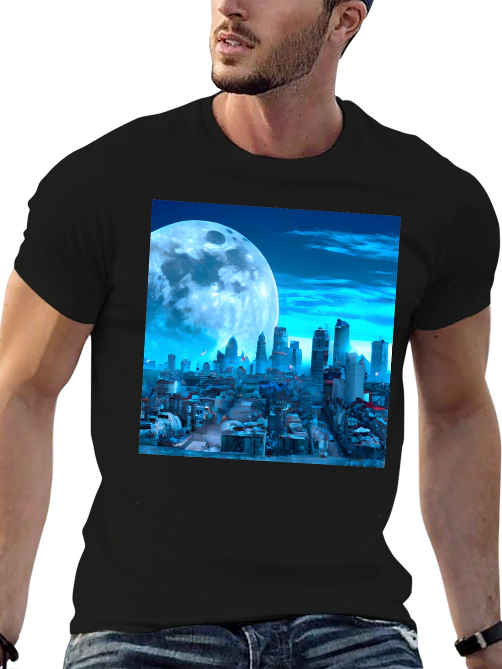 City Moonscape Black Graphic Tee