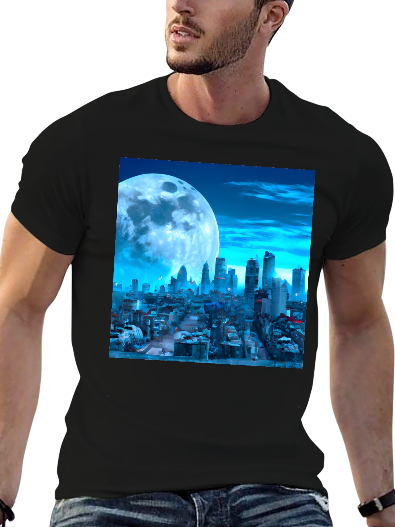 City Moonscape Black Graphic Tee