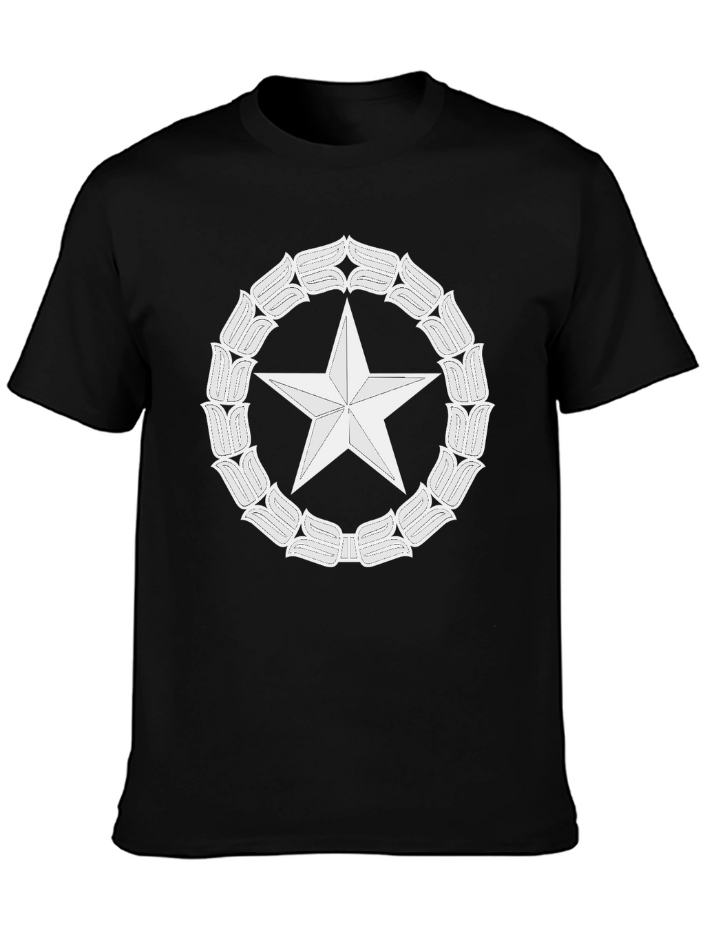 Star & Floral Wreath Graphic Tee - Black