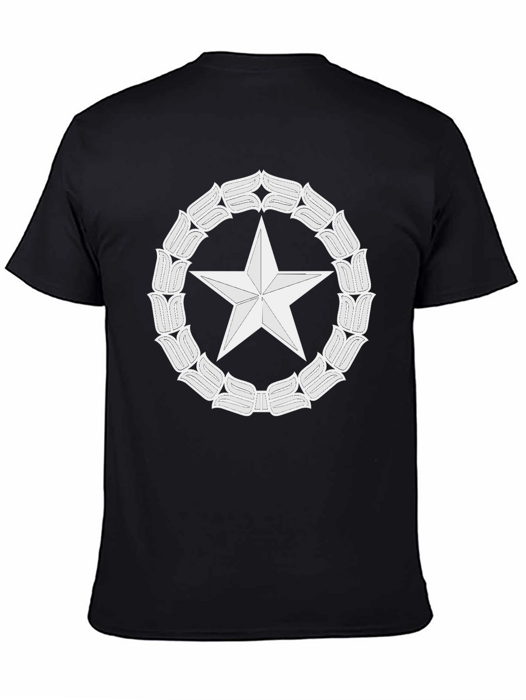 Star & Floral Wreath Graphic Tee - Black