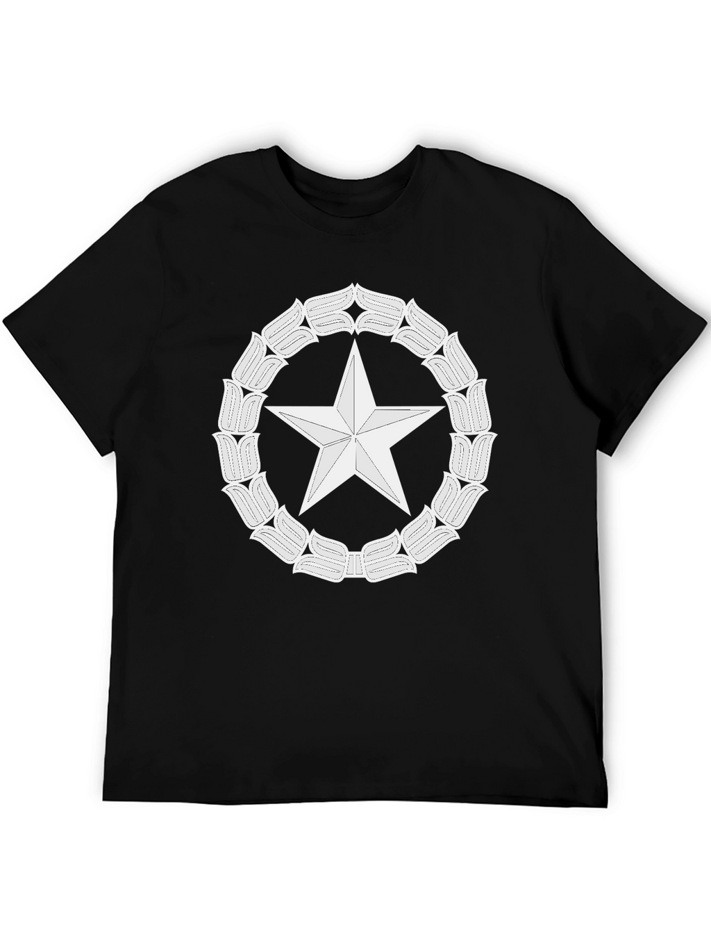 Star & Floral Wreath Graphic Tee - Black