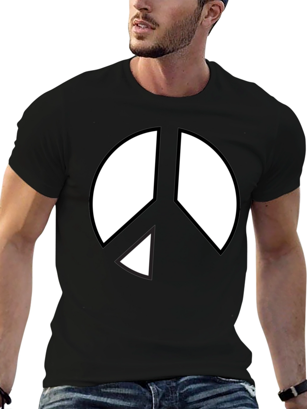 Peace Sign Graphic T-Shirt - Black