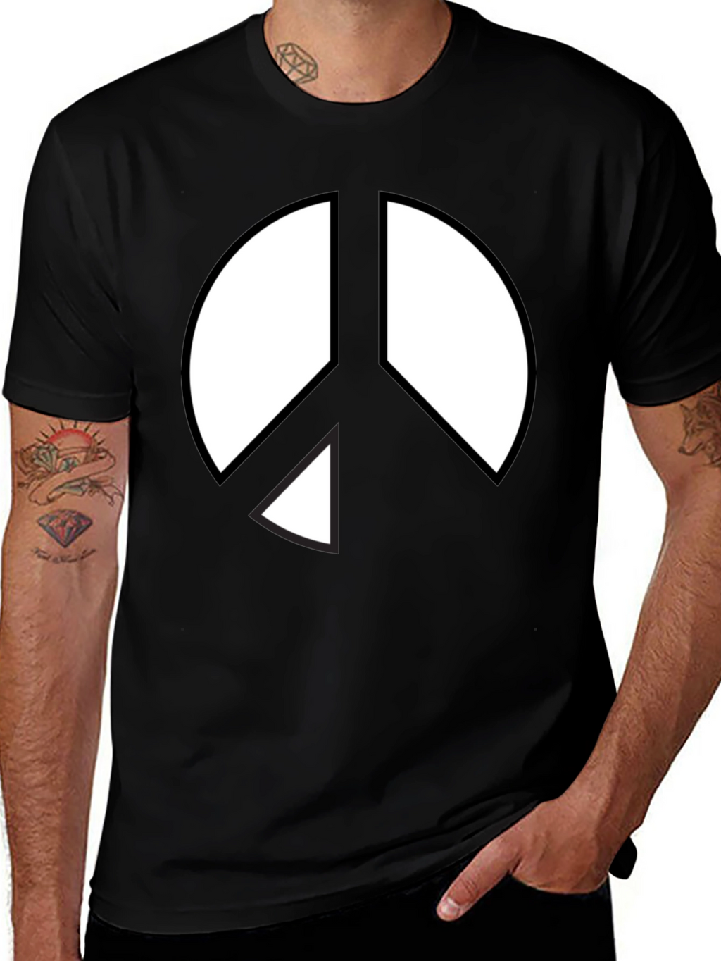 Peace Sign Graphic T-Shirt - Black