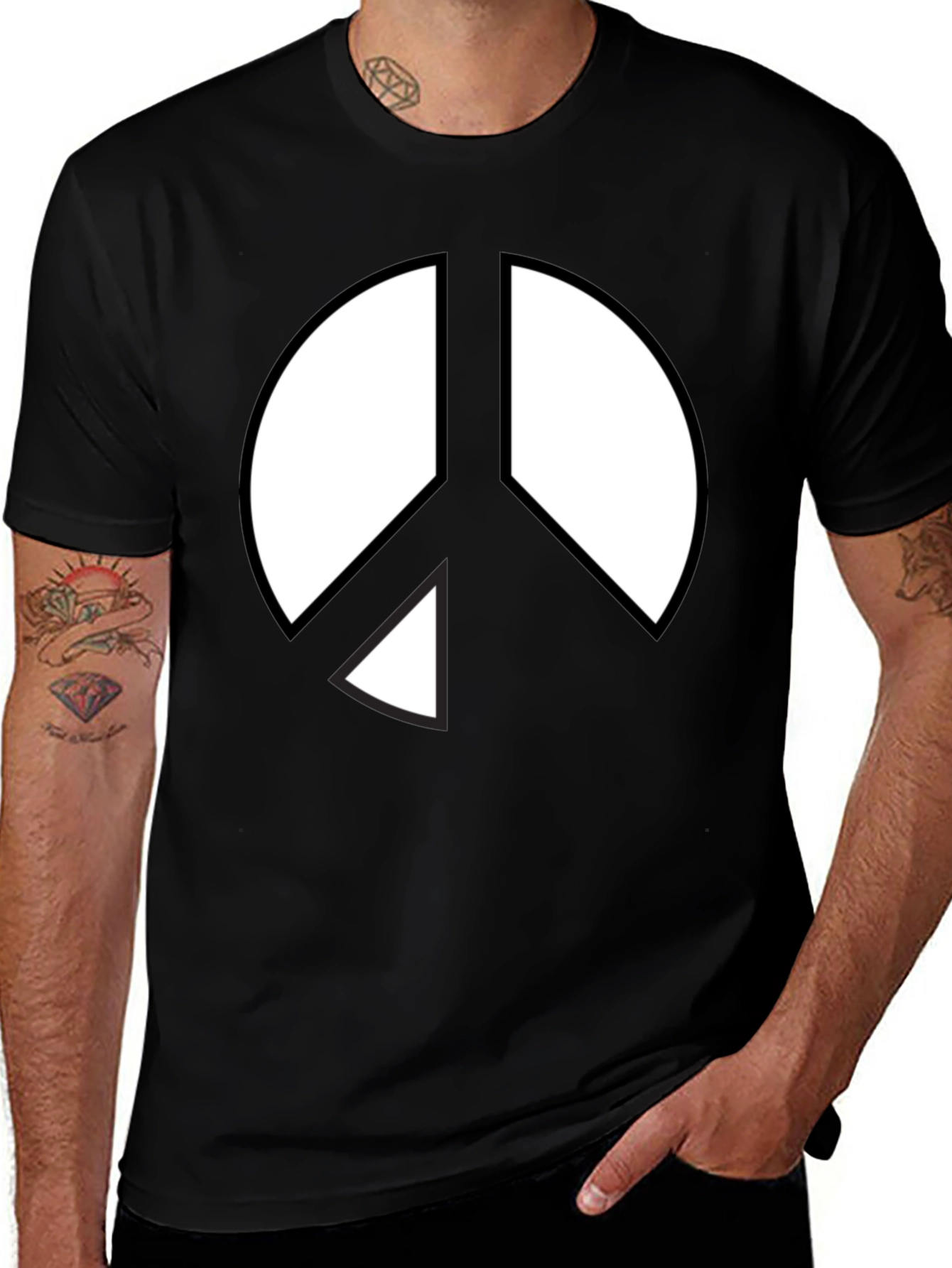 Peace Sign Graphic T-Shirt - Black