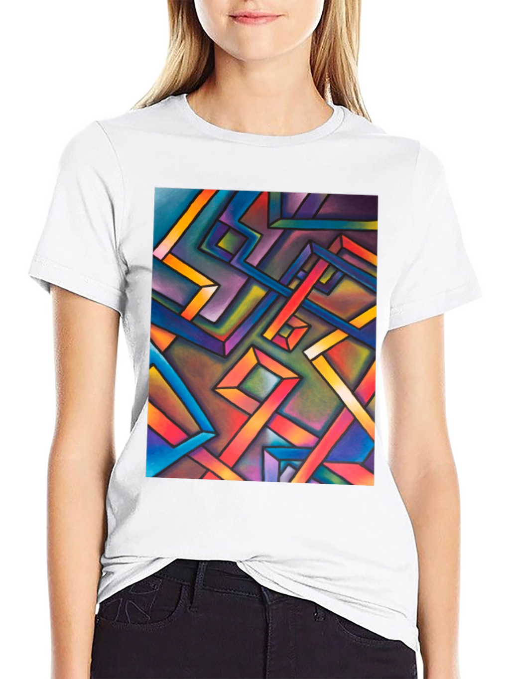 Abstract Geometric Art Mens Black T-Shirt