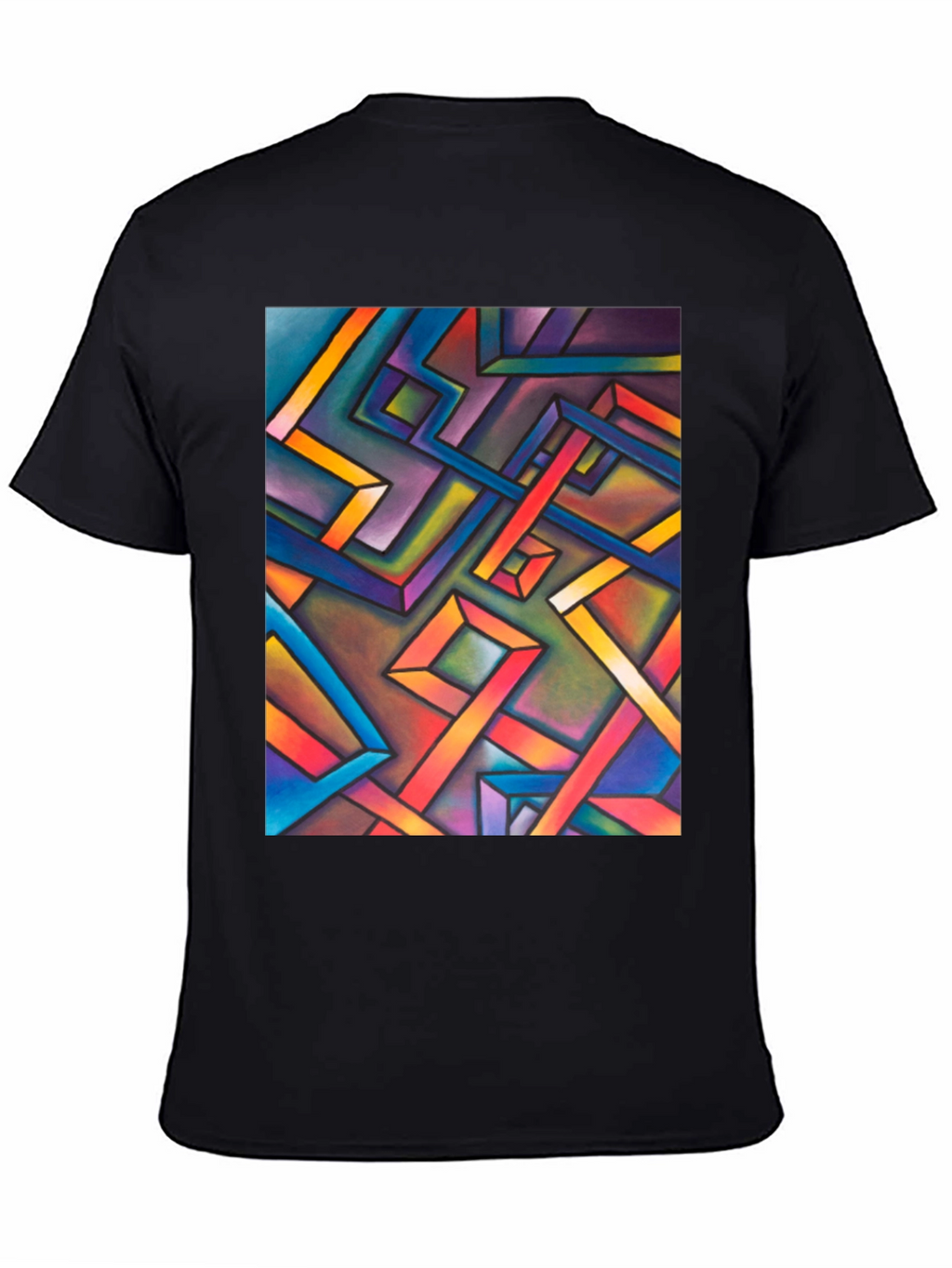 Abstract Geometric Art Mens Black T-Shirt