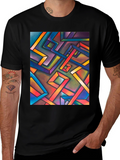 Abstract Geometric Art Mens Black T-Shirt