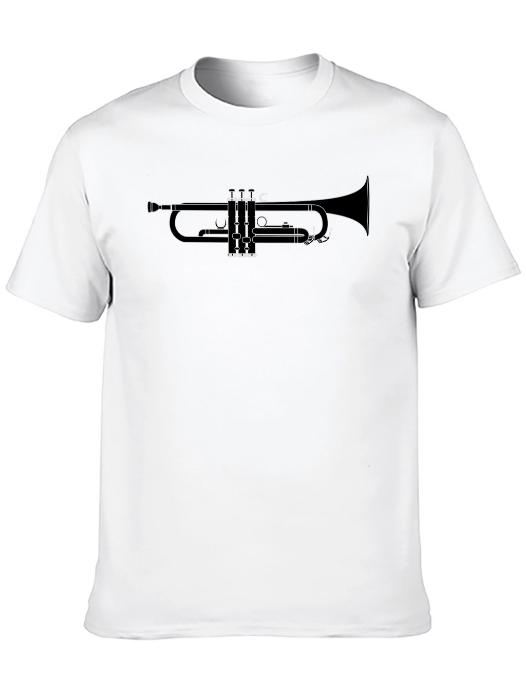Trumpet Outline Graphic T-Shirt - Black