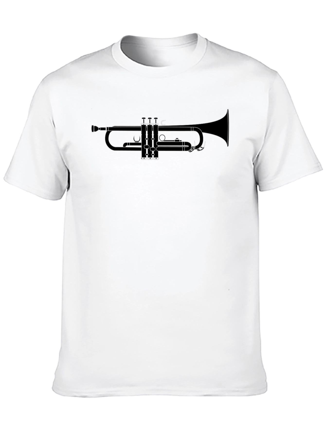Trumpet Outline Graphic T-Shirt - Black