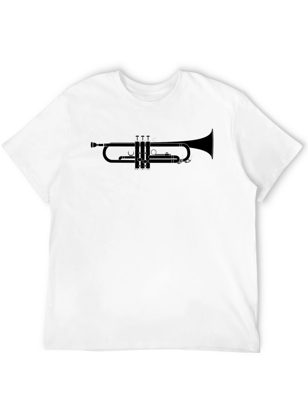Trumpet Outline Graphic T-Shirt - Black