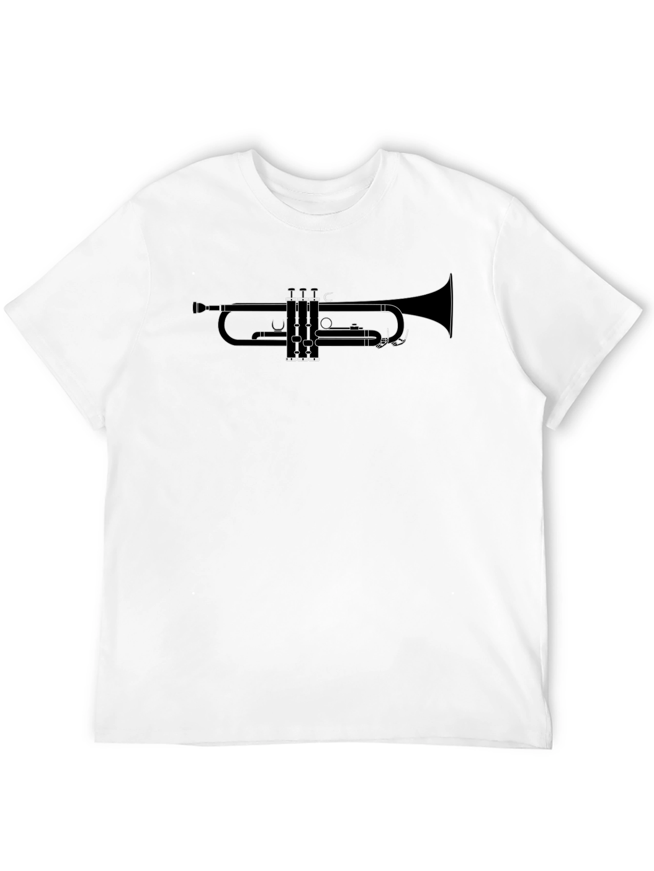 Trumpet Outline Graphic T-Shirt - Black