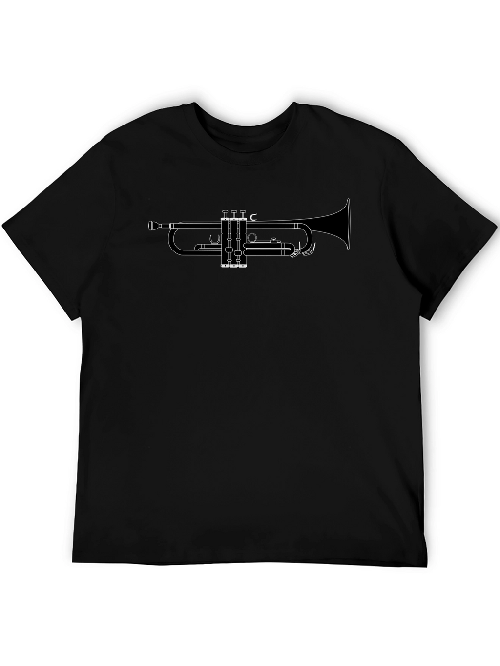 Trumpet Outline Graphic T-Shirt - Black