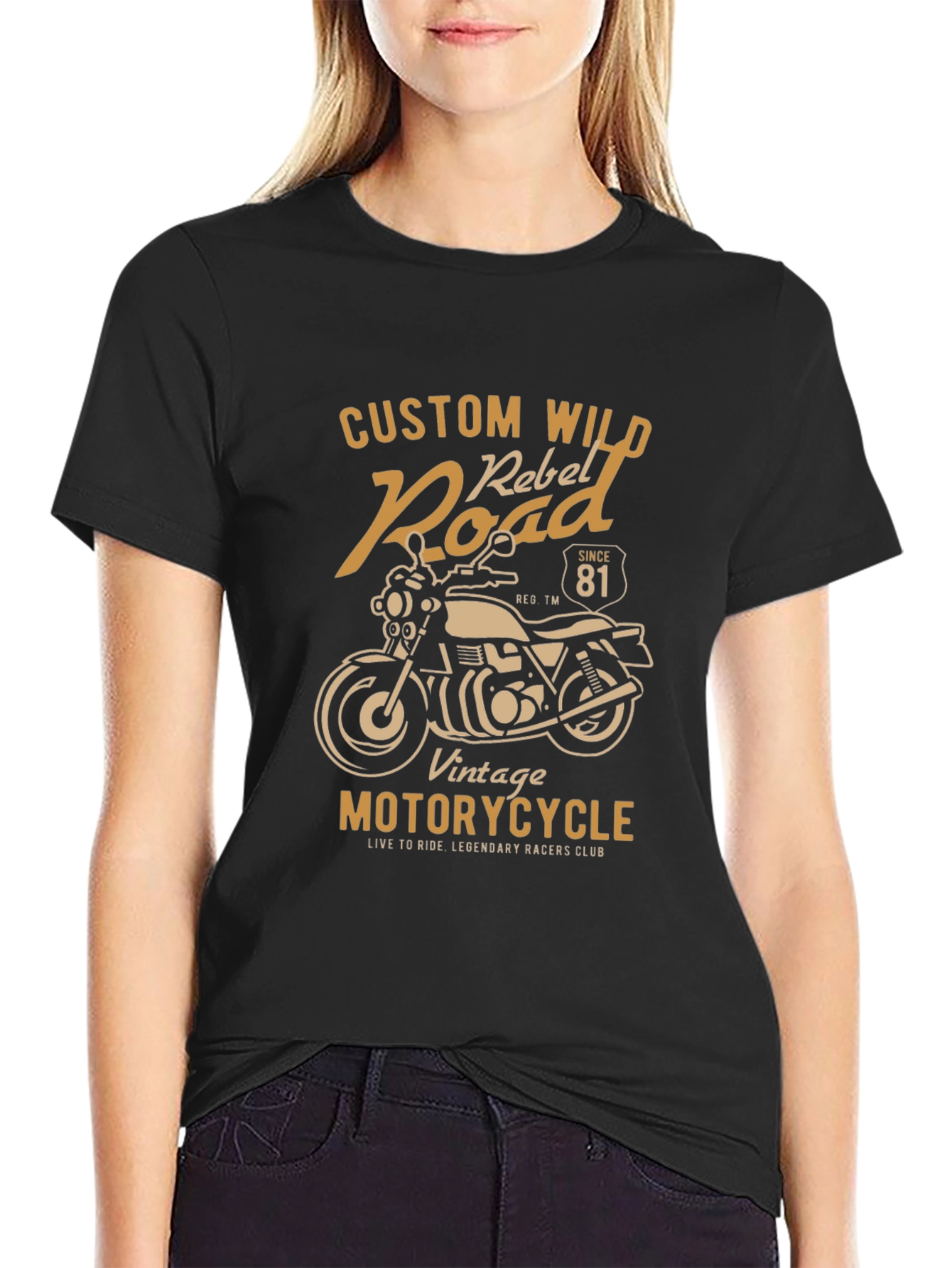 Vintage Motorcycle Graphic T-Shirt - Custom Wild Rebel Road Tee