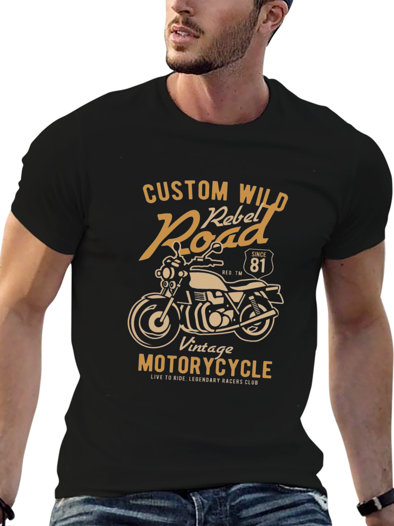 Vintage Motorcycle Graphic T-Shirt - Custom Wild Rebel Road Tee