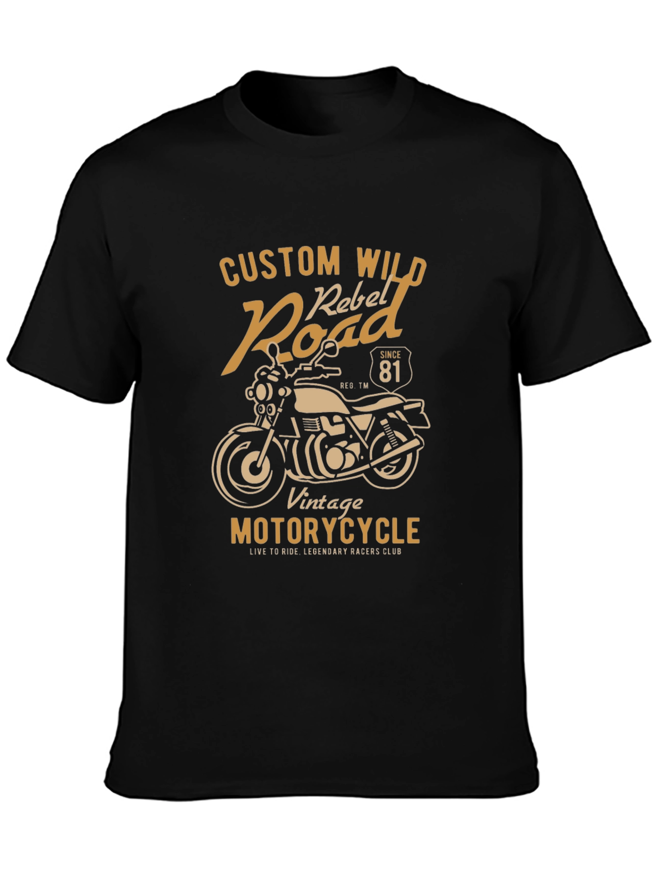 Vintage Motorcycle Graphic T-Shirt - Custom Wild Rebel Road Tee