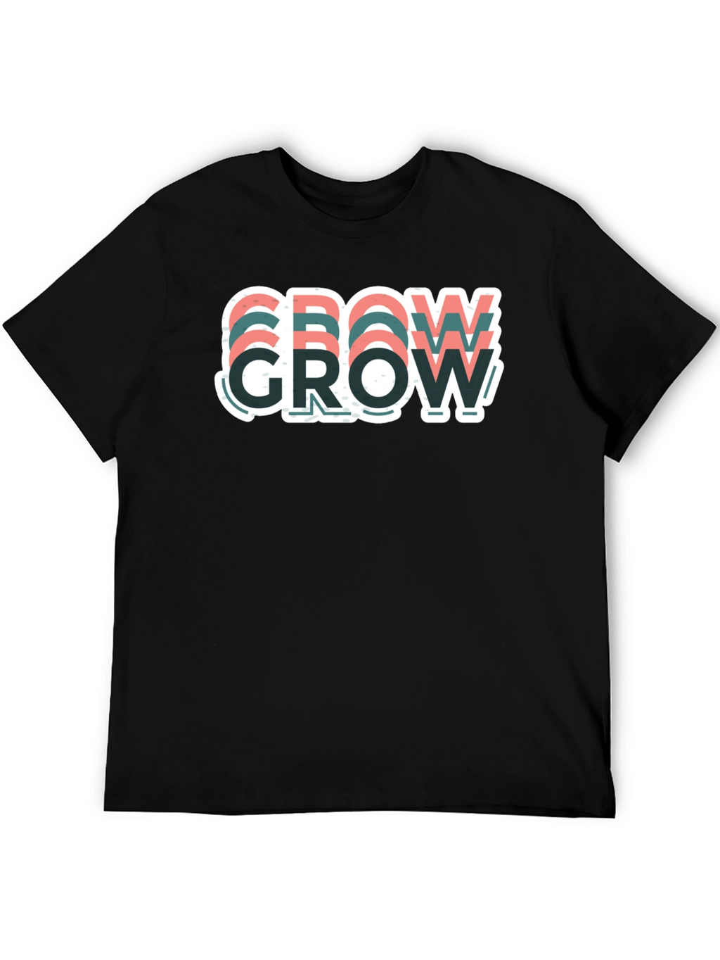 Motivational Grow Graphic T-Shirt - Casual Black Tee