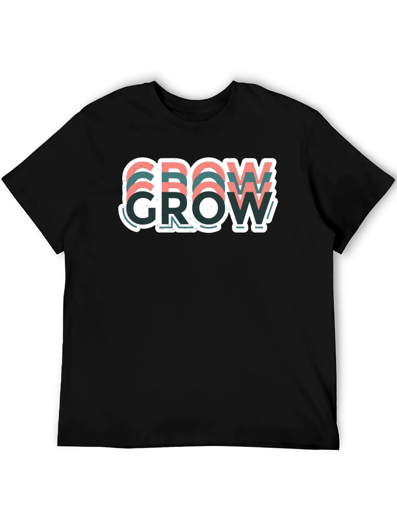 Motivational Grow Graphic T-Shirt - Casual Black Tee