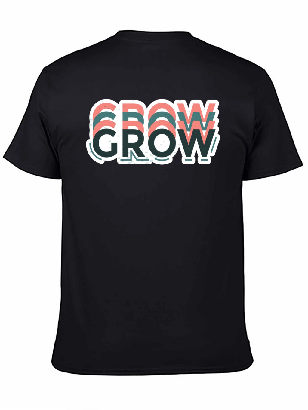 Motivational Grow Graphic T-Shirt - Casual Black Tee